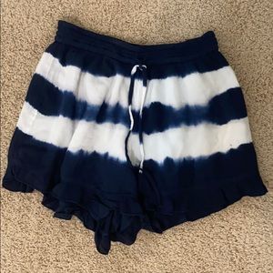 Navy and White Flowy Shorts